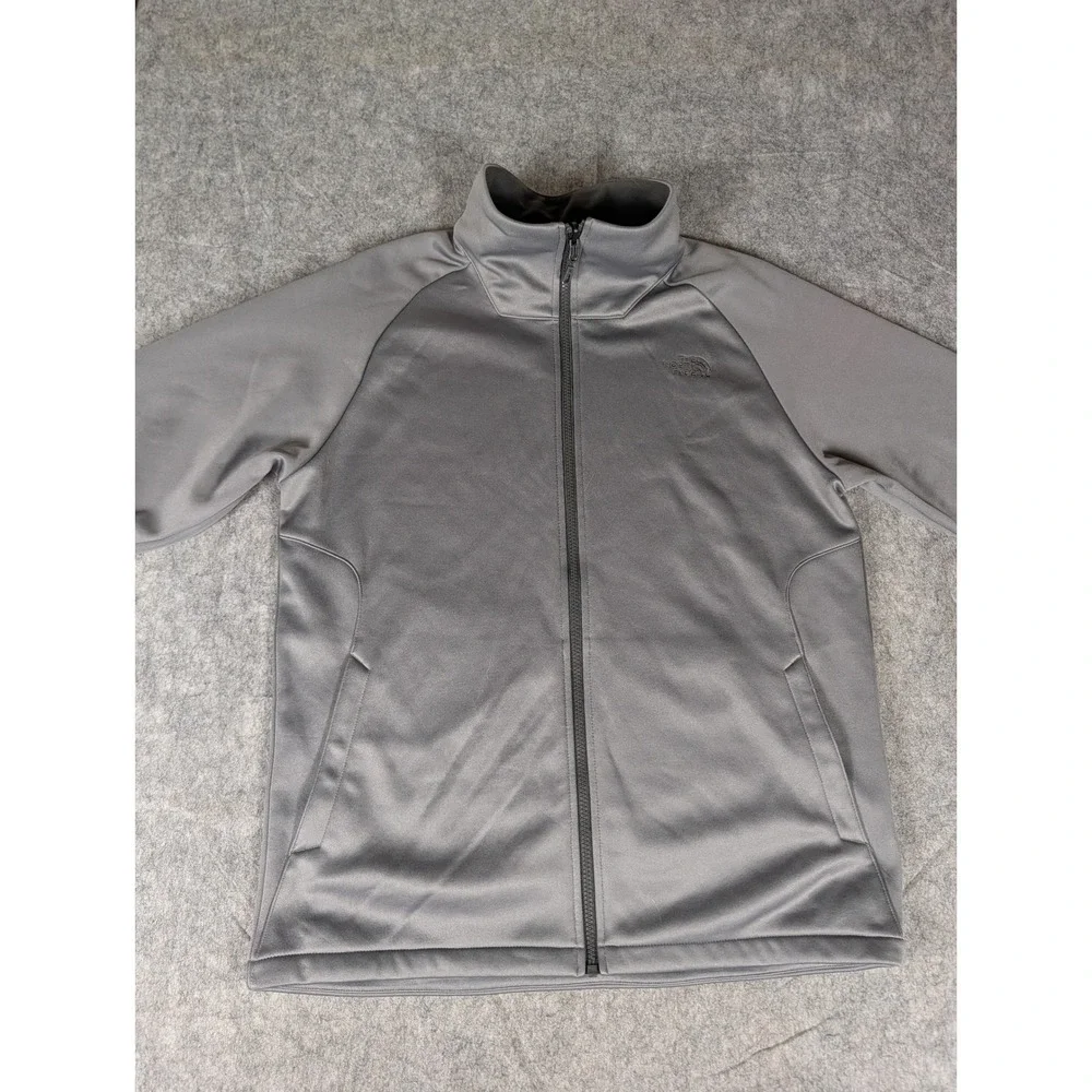 The North Face Mens Full Zip Fleece Jacket Grey Mock Neck Raglan Sleeve M